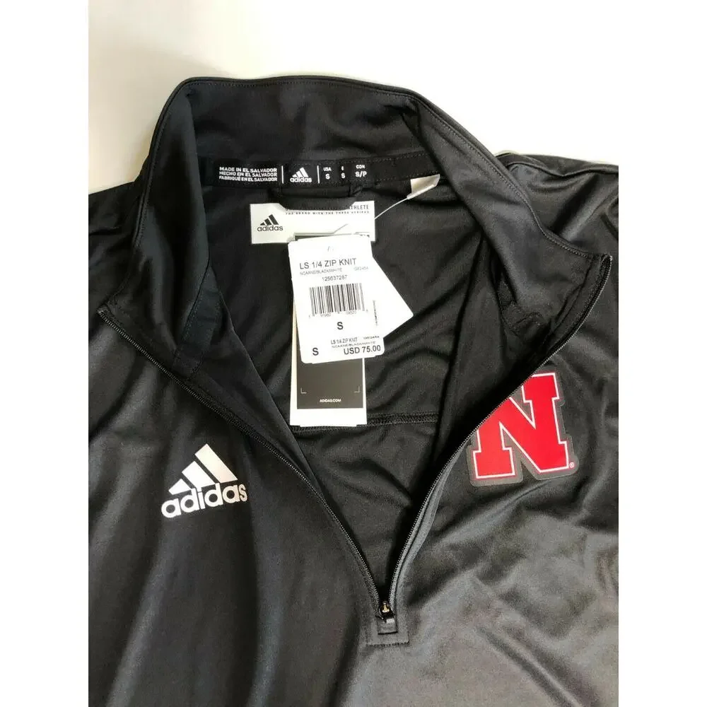 Adidas Mens University of Nebraska Cornhuskers 1/4 Zip Knit Pullover GE2454 Sz S
